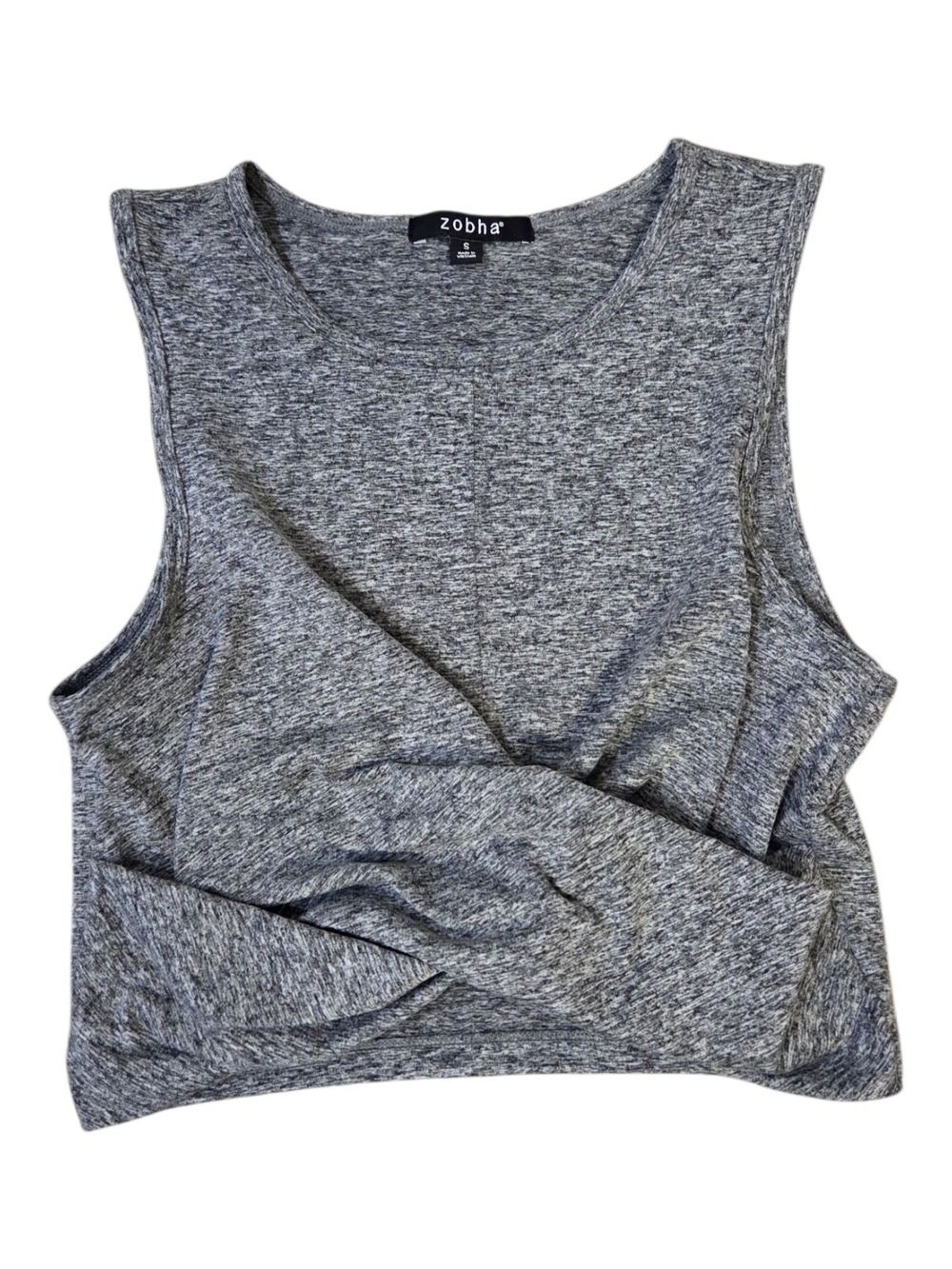 NWOT Zobha Heather Gray Twist-Front Crop Tank